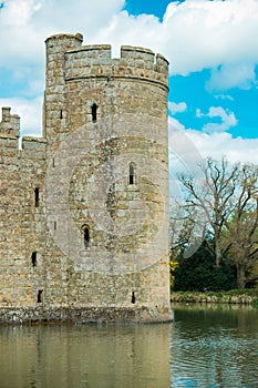 Medieval castle tower with moat