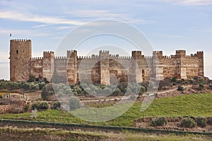 Medieval castle towers of Burgalimar. Banos de la Encina, Jaen photo