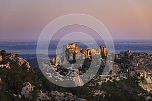 Medieval castle and village, Les Baux-de-Provence, Alpilles mountains, Provence, France
