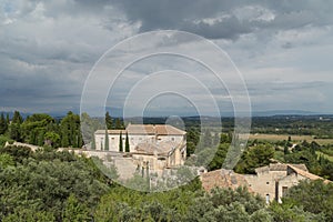 Medieval Castle Walls of Fort Saint-Andre in town of Villeneuve