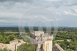 Medieval Castle Walls of Fort Saint-Andre in town of Villeneuve