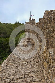 Medieval Castle and Walls in Obidos Village in Portugal