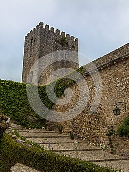 Medieval Castle and Walls in Obidos Village in Portugal