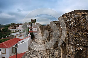 Medieval Castle and Walls in Obidos Village in Portugal