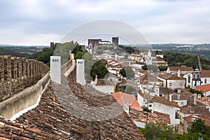 Medieval Castle and Walls in Obidos Village in Portugal