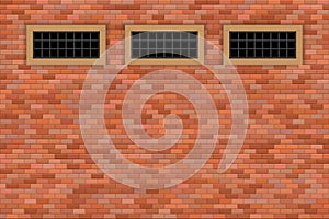 Medieval castle windows and brick wall