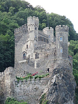 Medieval castles on the Rhine River in Europe