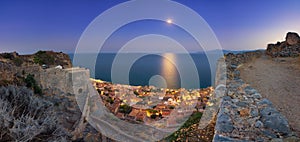 The medieval `castletown` of Monemvasia, often called `The Greek Gibraltar`, Lakonia, Peloponnese.