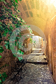 The medieval `castletown` of Monemvasia, often called `The Greek Gibraltar`, Lakonia, Peloponnese.