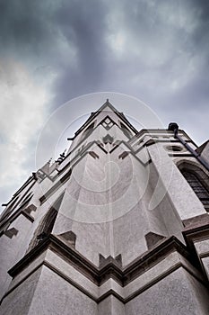 Medieval cathedral rising to the sky