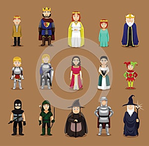 Medieval Characters Set Cartoon Vector Illustration