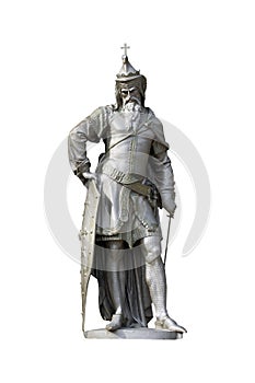 Medieval Christian king statue isolated on white