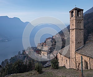 Medieval church, Como Lake, Italy photo