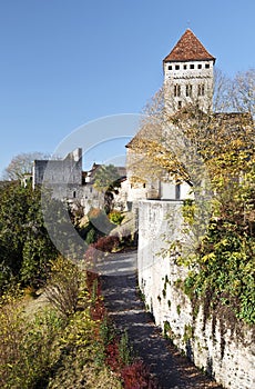 Medieval church Saint-Andre in Sauveterre-de-Bearn village