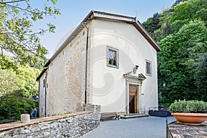The medieval church of Santa Croce della Foce in Gubbio in a sunny day