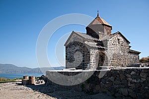 Medieval church on Sevan lake, Armenia