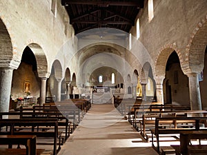 Medieval church of SS. Pietro e Paolo at Agliate, Brianza, Italy. interior