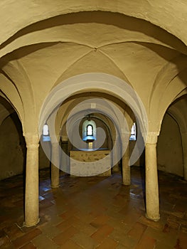 Medieval church of SS. Pietro e Paolo at Agliate, Brianza, Italy. interior