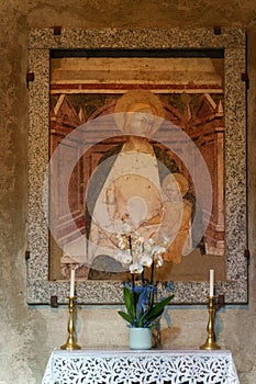 Medieval church of SS. Pietro e Paolo at Agliate, Brianza, Italy. interior