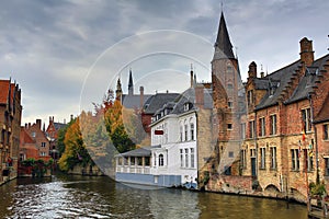 Medieval city Bruges in the fall. Belgium.