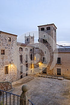 Medieval city center of caceres spain