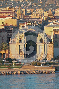 Medieval city gate Porta Felice. Palermo, Italy