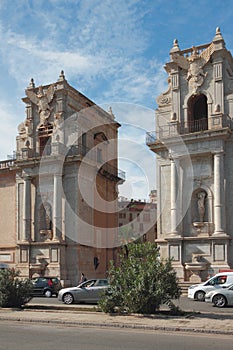 Medieval city gate Porta Felice. Palermo, Italy