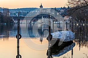 Medieval city of Schaffhausen, Munot fortress and Rhine river