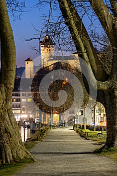 Medieval city of Schaffhausen, Munot fortress and Rhine river