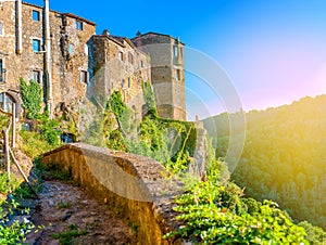 Medieval city at sunset, Tuscany