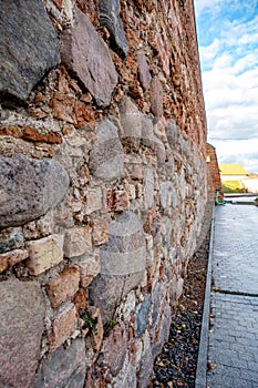 Medieval city wall in the center of the Old Town in Vilnius, Lithuania