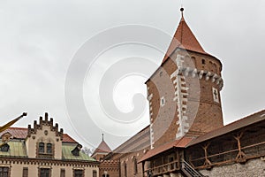 Medieval city wall tower in Krakow, Poland.