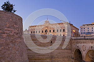 The medieval city walls of La Valletta, Malta