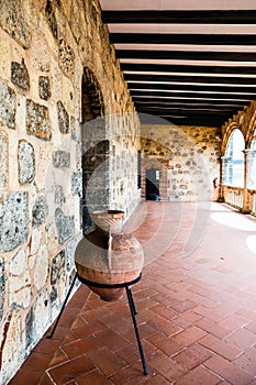 Medieval clay vase in the castle gallery.