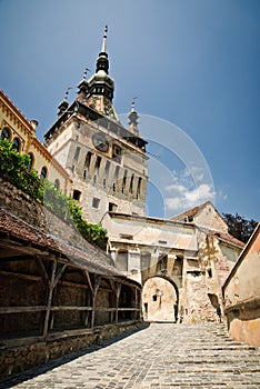 Medieval clock tower in Draculas birth place