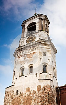 Medieval clock tower in Vyborg