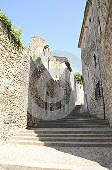 Medieval cobbled stepped alley