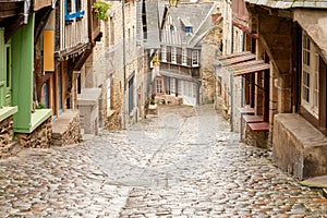 Medieval cobblestone street in Dinan