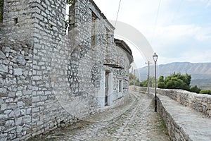 Medieval cobblestone street with very old stones