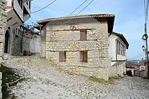 Medieval cobblestone street with very old stones