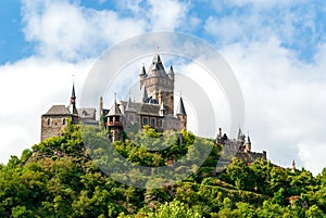 Medieval Cochem Imperial castle (Reichsburg) at Cochem on the Moselle river in Rhineland-Palatinate in Germany