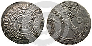 Středověký mince praha700 roky starý mince 