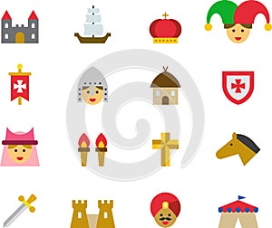 MEDIEVAL colored flat icons