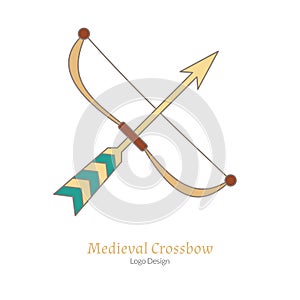 Medieval colorful logo emblem template, flat style