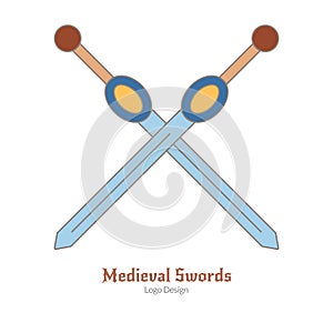 Medieval colorful logo emblem template, flat style