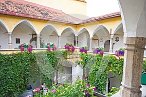 Medieval courtyard with arcades in Judenburg