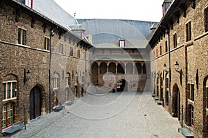 Medieval courtyard of the Belfry in Bruges, Belgium