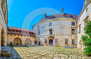 Medieval courtyard of Olesko Castle, Ukraine