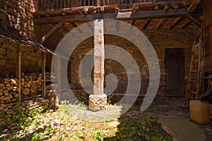 Medieval courtyard in the village Siurana de Prades, Tarragona, Catalunya, Spain.