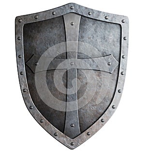 Medieval crusader knight's shield isolated